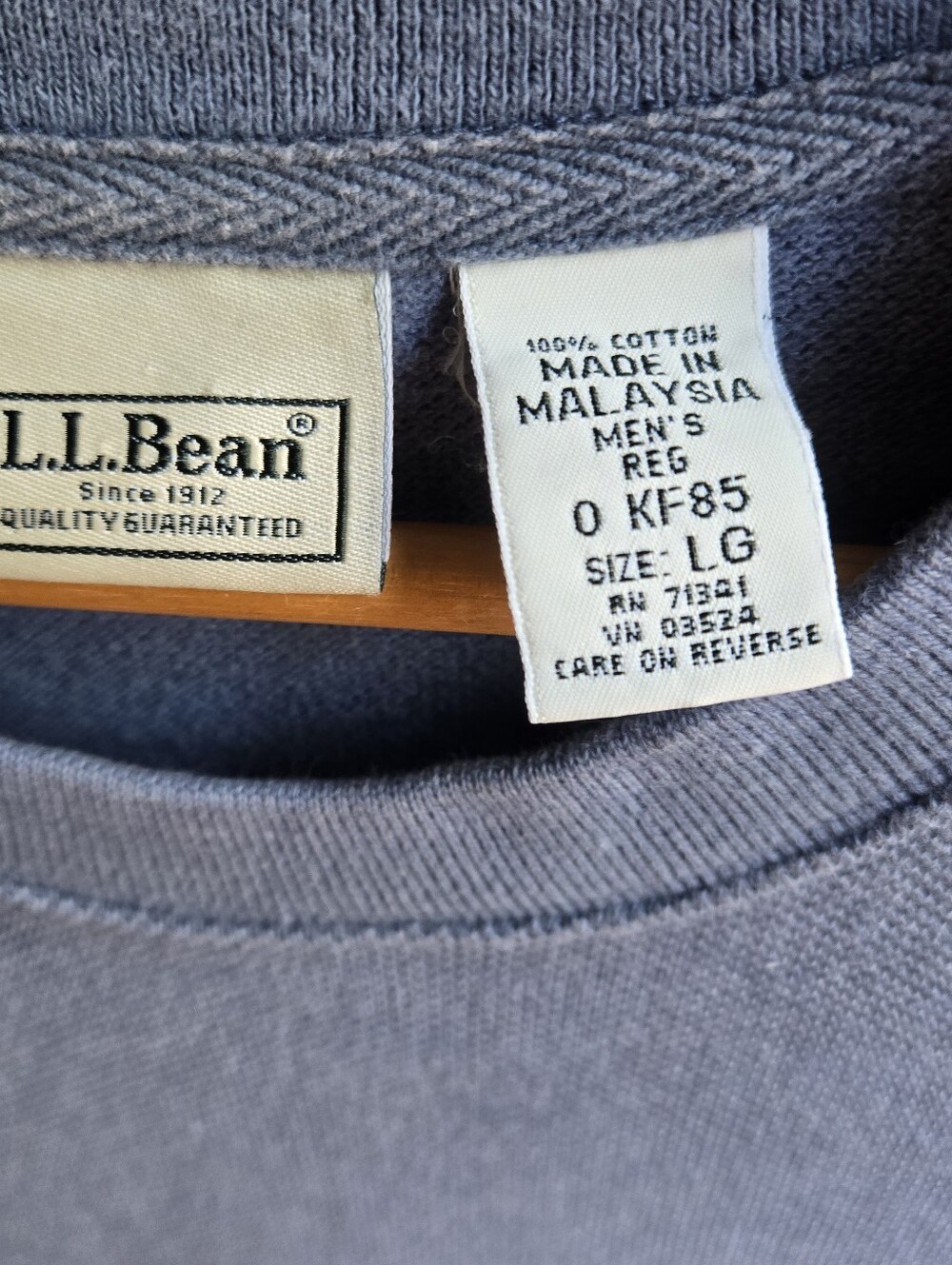Vintage 90s L.L. Bean Waffle Knit Men's Crewneck Preppy Sweashirt In Dusty Blue - Picture 4 of 8